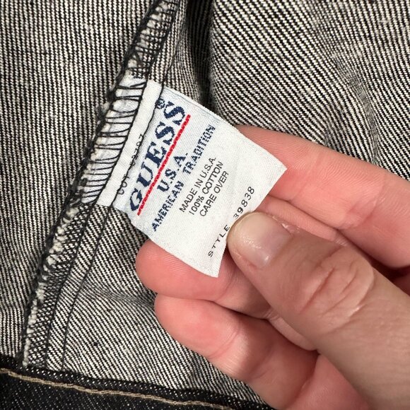 Vtg Guess Womens Medium Black Cropped Denim Trucker Jacket 80s 90s Made in USA - Picture 5 of 8